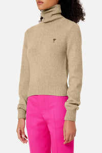 Pull col roulé Ami de Cœur en cachemire et laine - Beige
