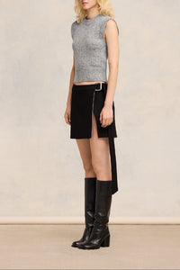 Pull sans manches broderie Ami en laine - Gris Chine Clair