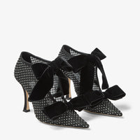 Bottines Flaca 100 à résille et cristaux - Black & Hematite