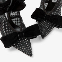 Bottines Flaca 100 à résille et cristaux - Black & Hematite