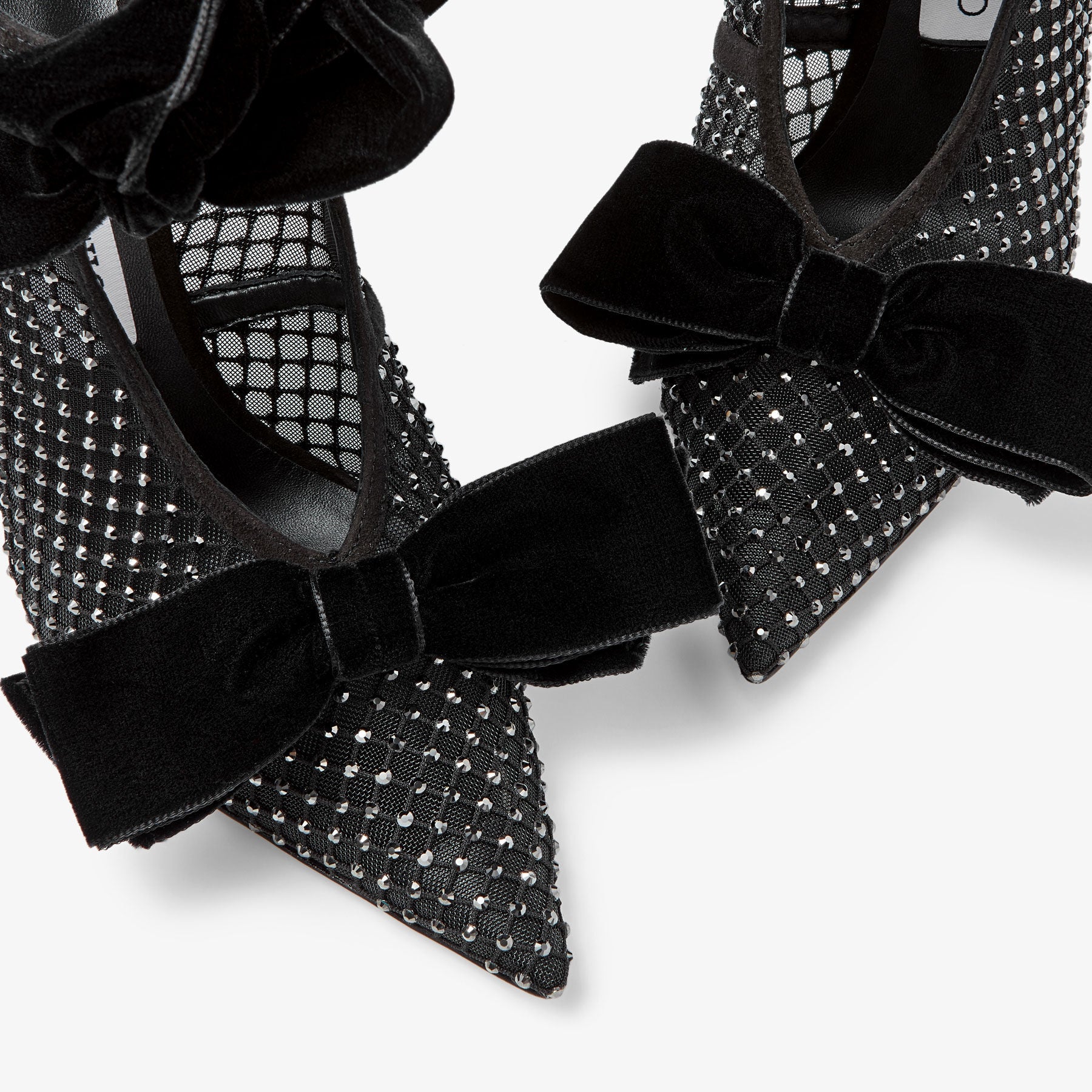 Bottines Flaca 100 à résille et cristaux - Black & Hematite