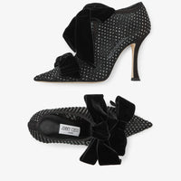 Bottines Flaca 100 à résille et cristaux - Black & Hematite