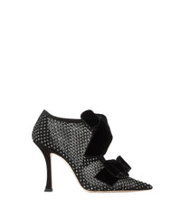Bottines Flaca 100 à résille et cristaux - Black & Hematite
