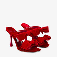 Mules Flaca 100 en velours à nœud - Red & Red