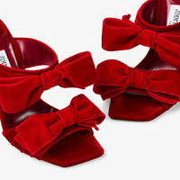 Mules Flaca 100 en velours à nœud - Red & Red
