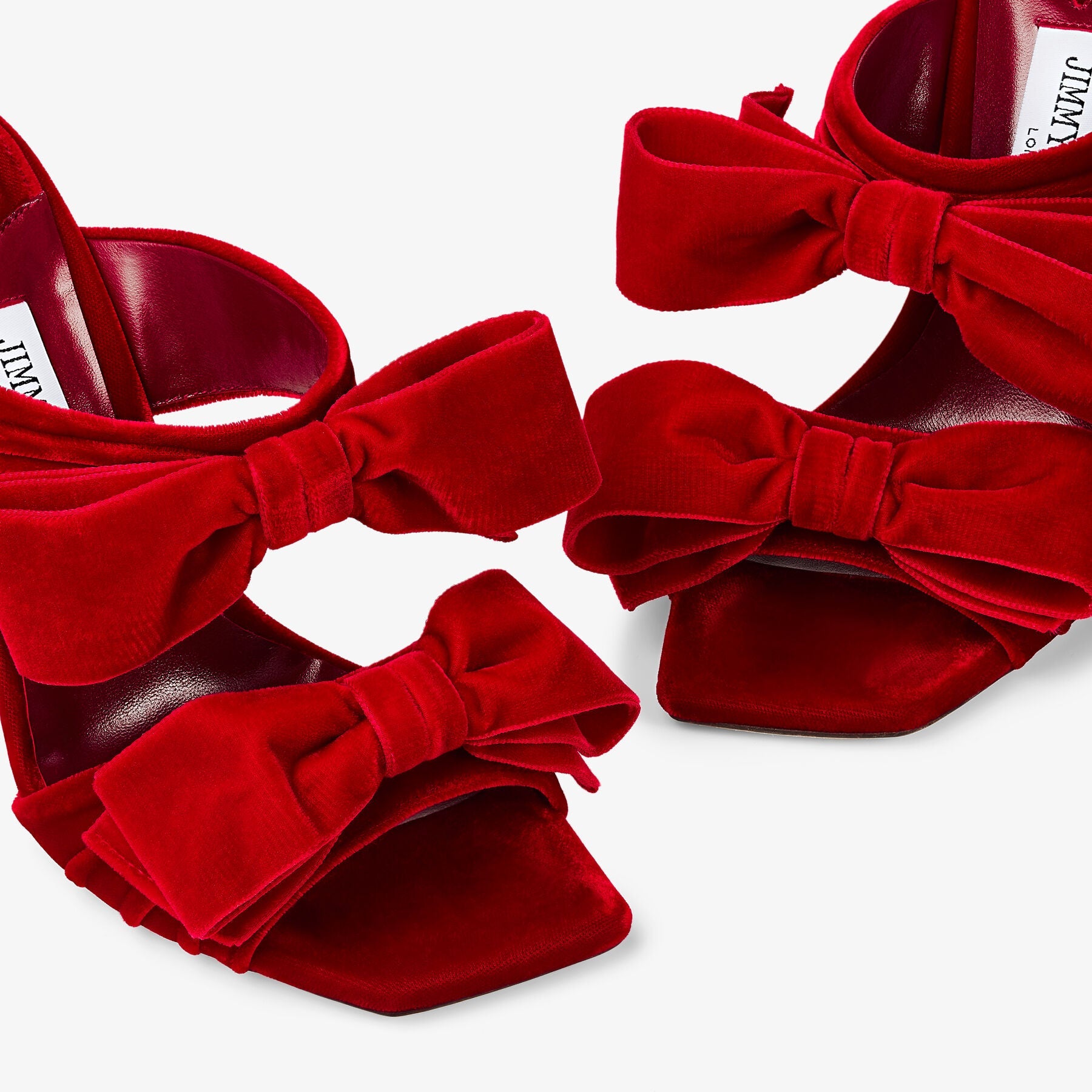 Mules Flaca 100 en velours à nœud - Red & Red