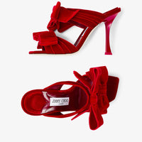 Mules Flaca 100 en velours à nœud - Red & Red