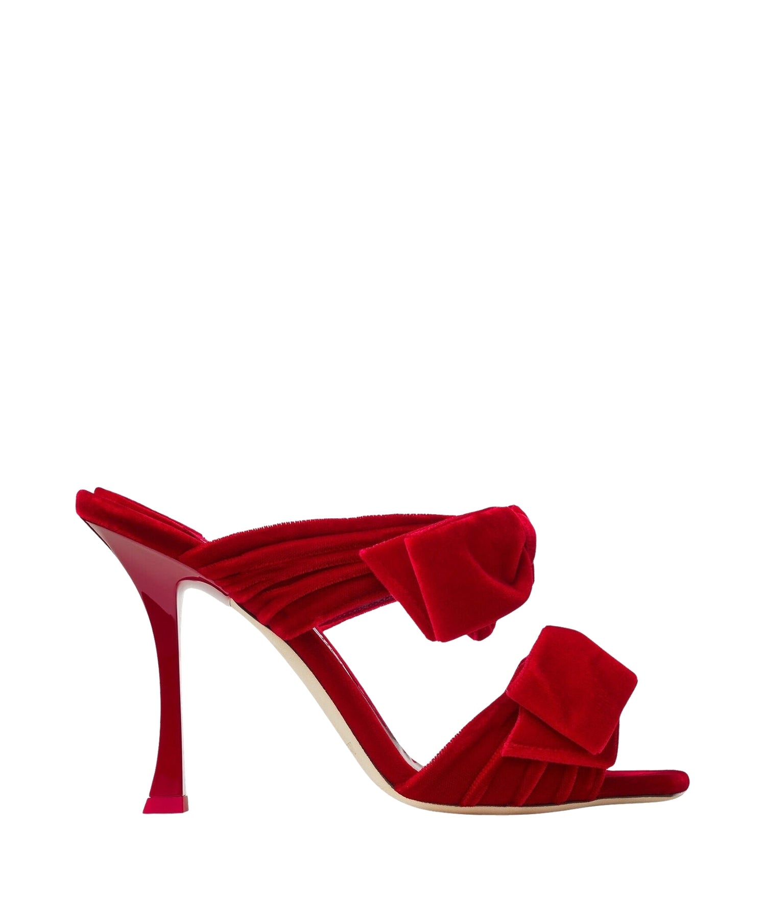 Mules Flaca 100 en velours à nœud - Red & Red
