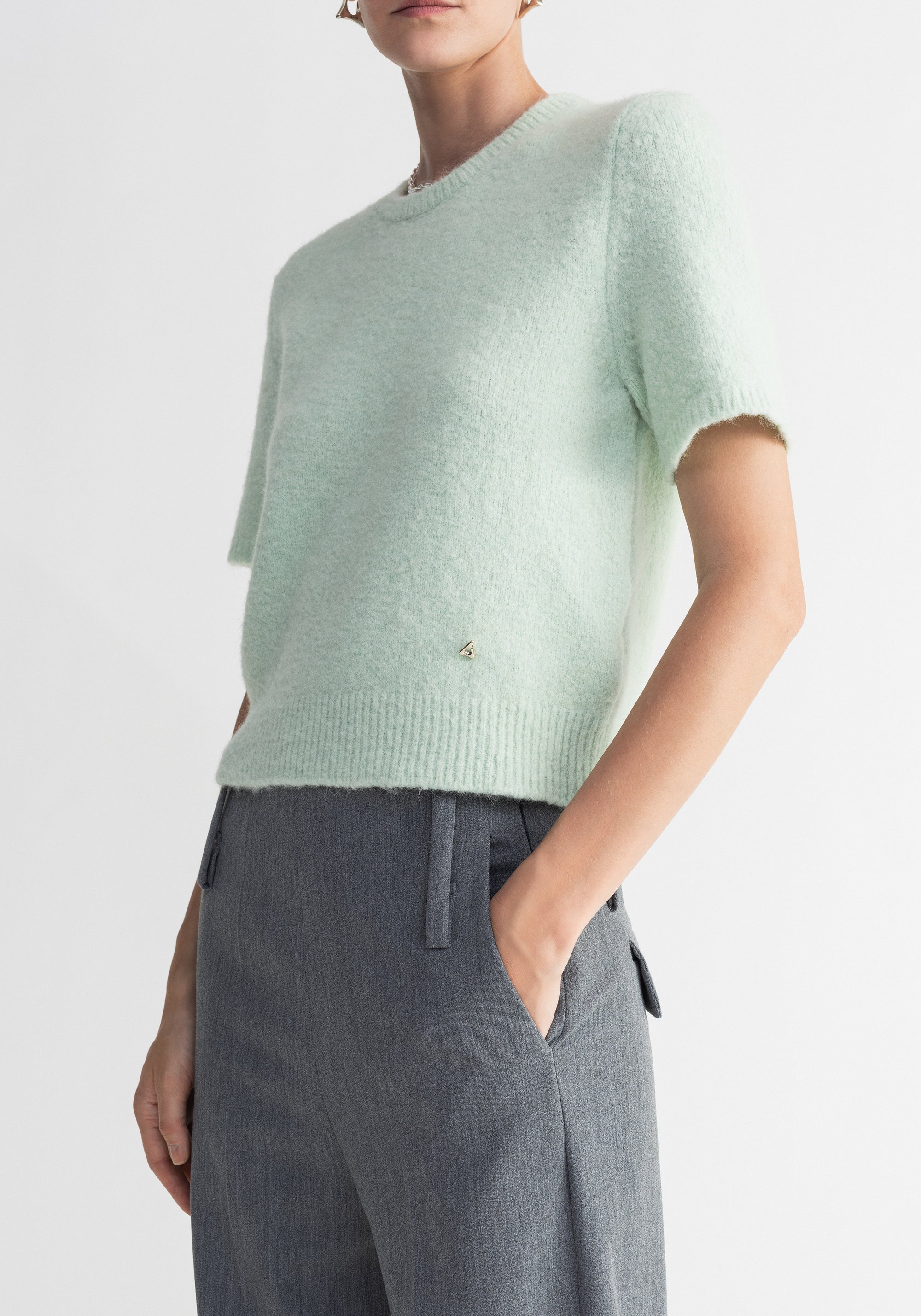 T-shirt Flaky à manches courtes en laine - Aqua Glass