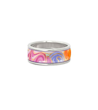 Bague Ultra en émail et plaqué au rhodium - Bleu & rose & rouge