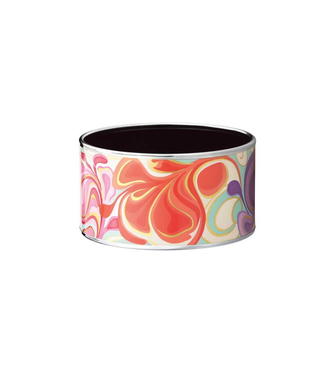 Manchette Diva en émail et plaqué au rhodium - Bleu & rose & rouge