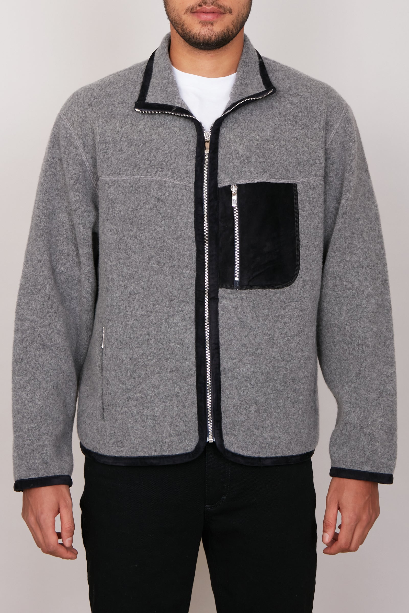Veste à poche en cachemire - Gris & Noir
