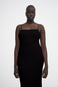 Ribbed flower dress - Black