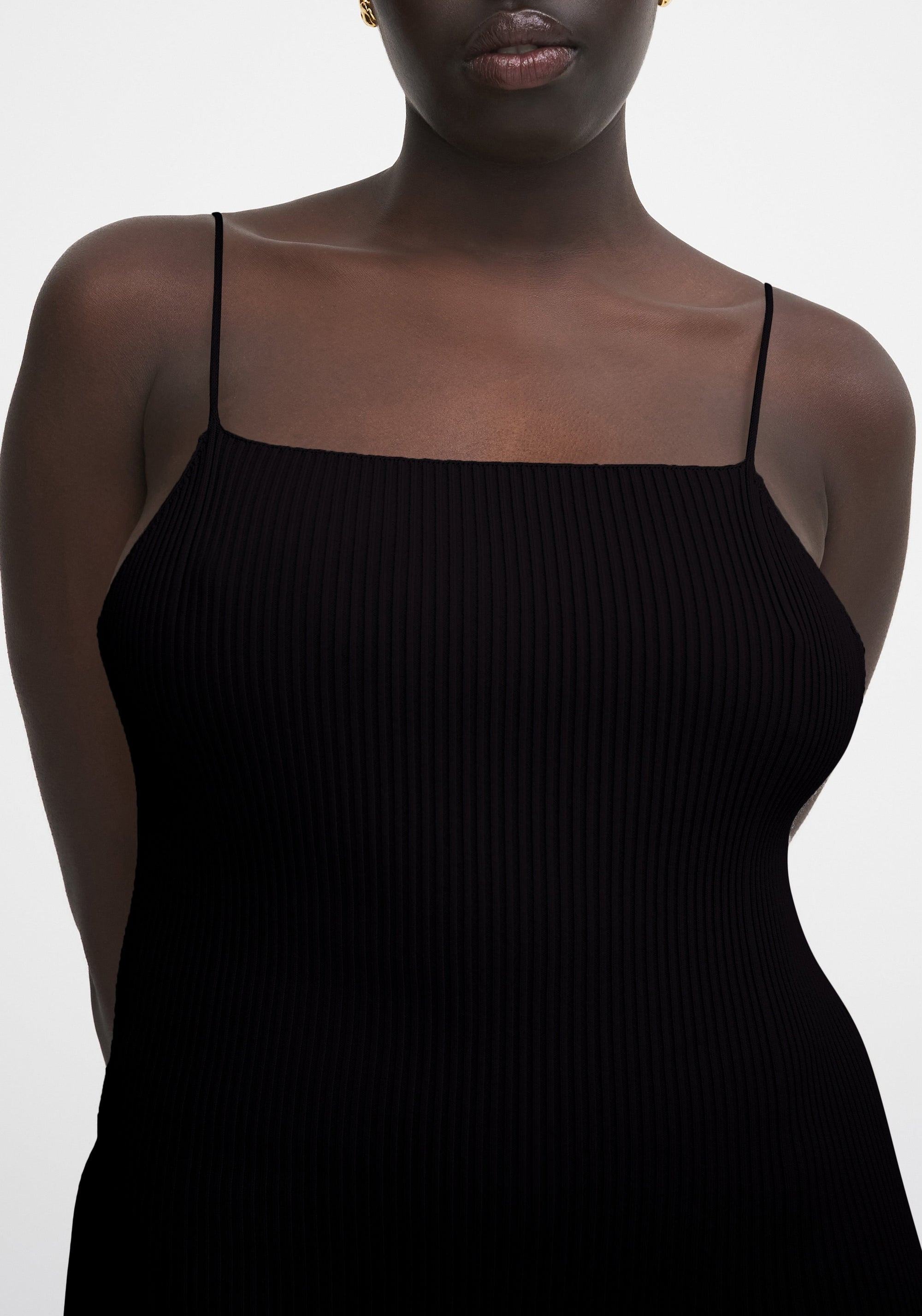Robe Fleur côtelée - Black