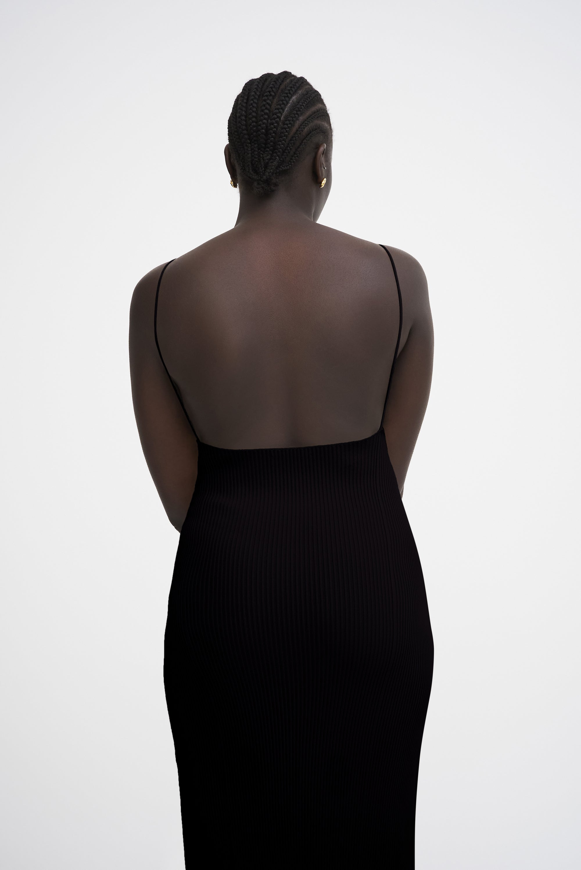 Ribbed flower dress - Black