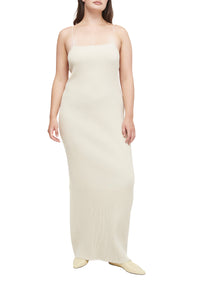 Robe longue Fleur côtelée - Cream