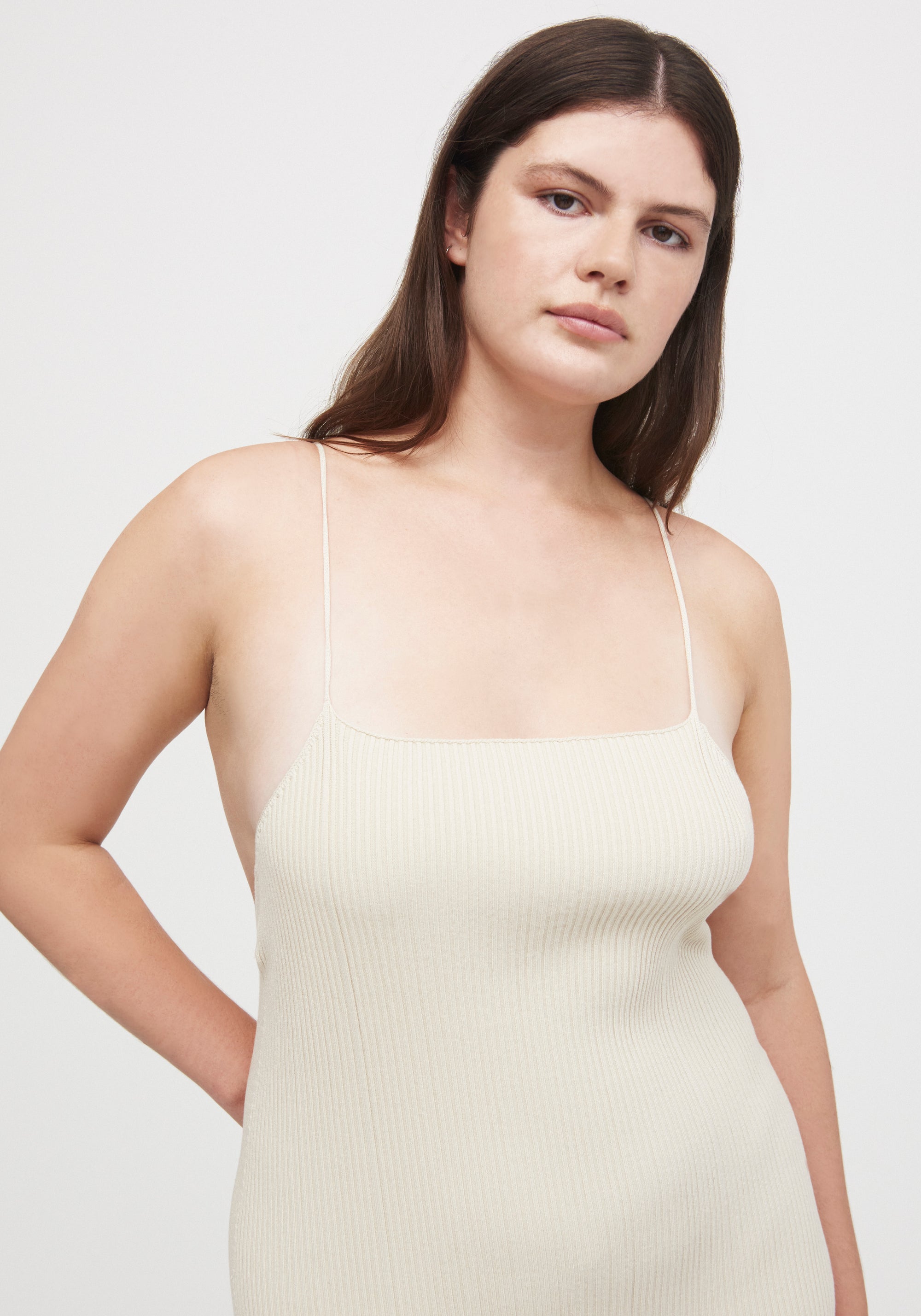 Robe longue Fleur côtelée - Cream