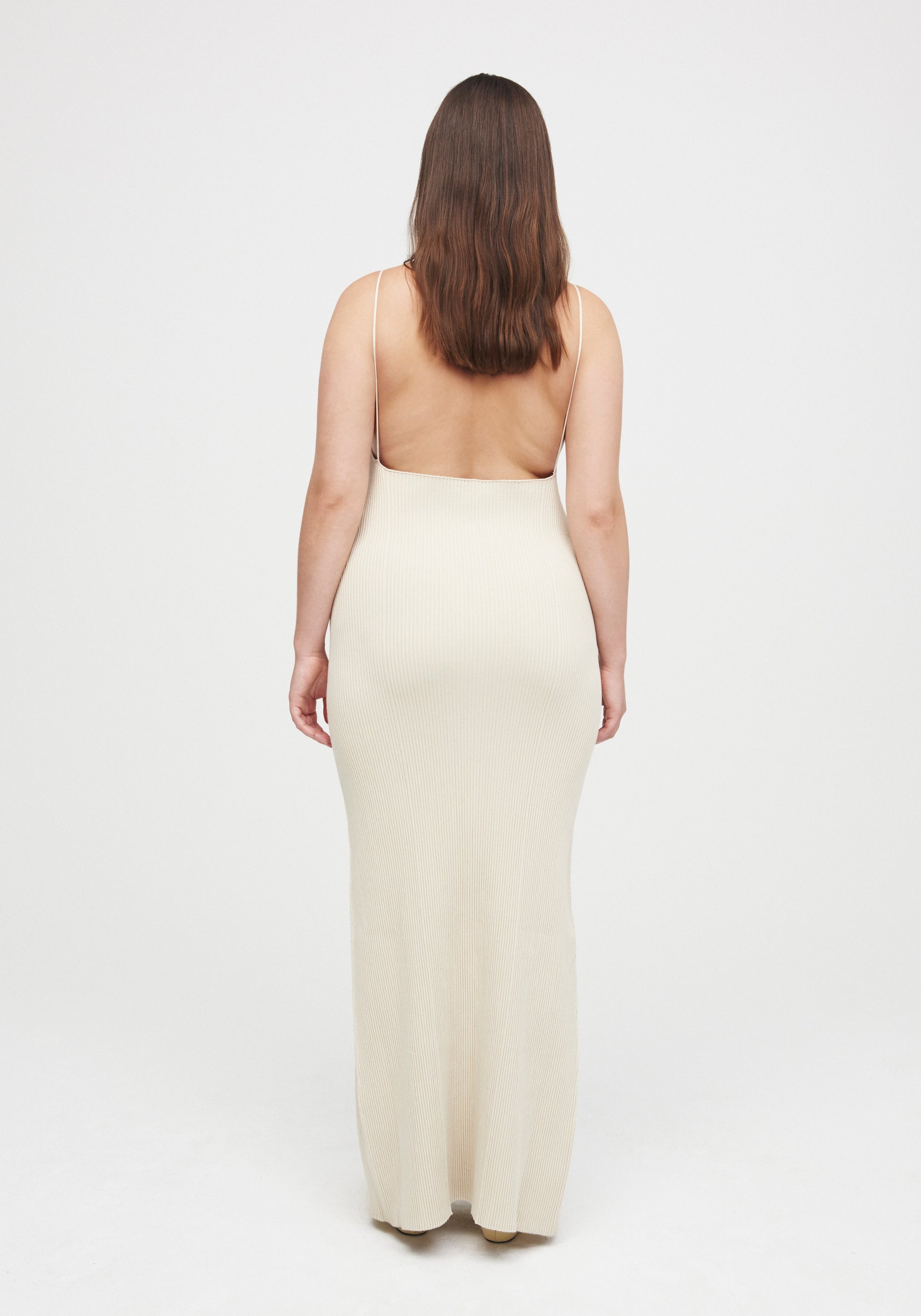 Robe longue Fleur côtelée - Cream