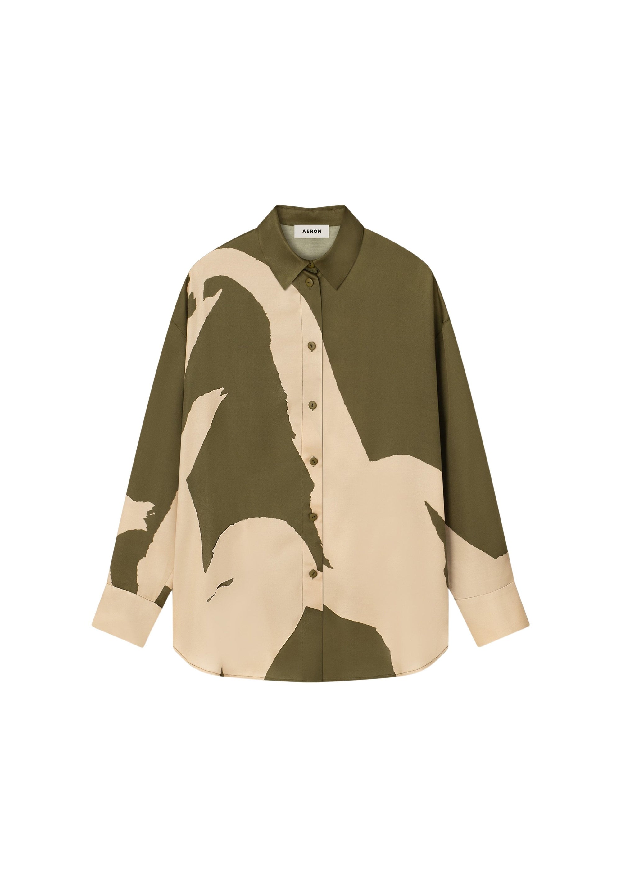Chemise Flint oversize en soie mélangée - Olive Mono