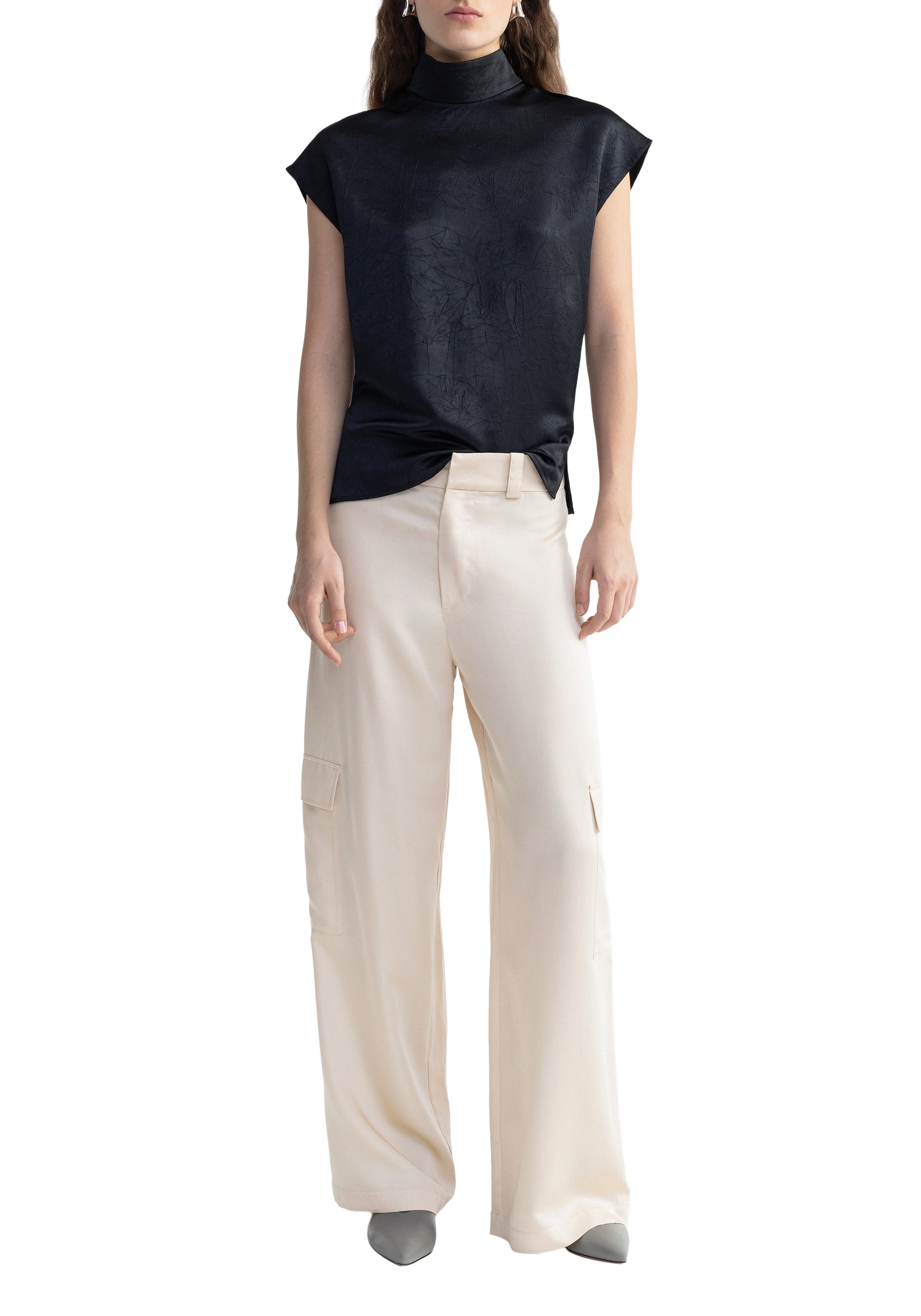 Blouse Flora à col roulé - Black