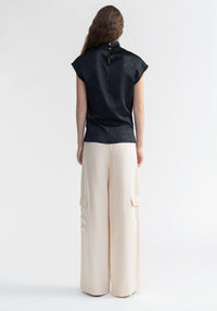Blouse Flora à col roulé - Black