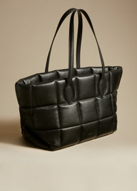 Florence quilted tote in leather - Black