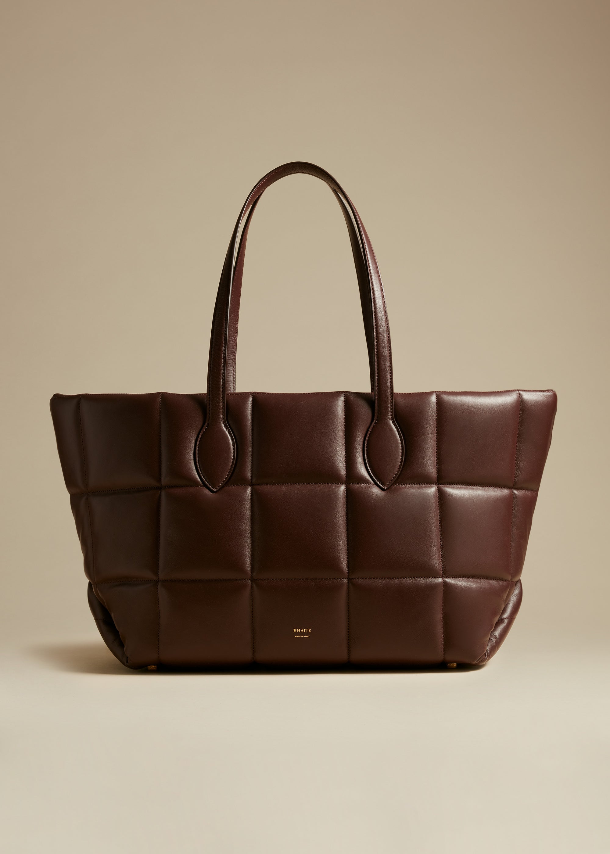 Florance quilted tote in leather - Deep Red