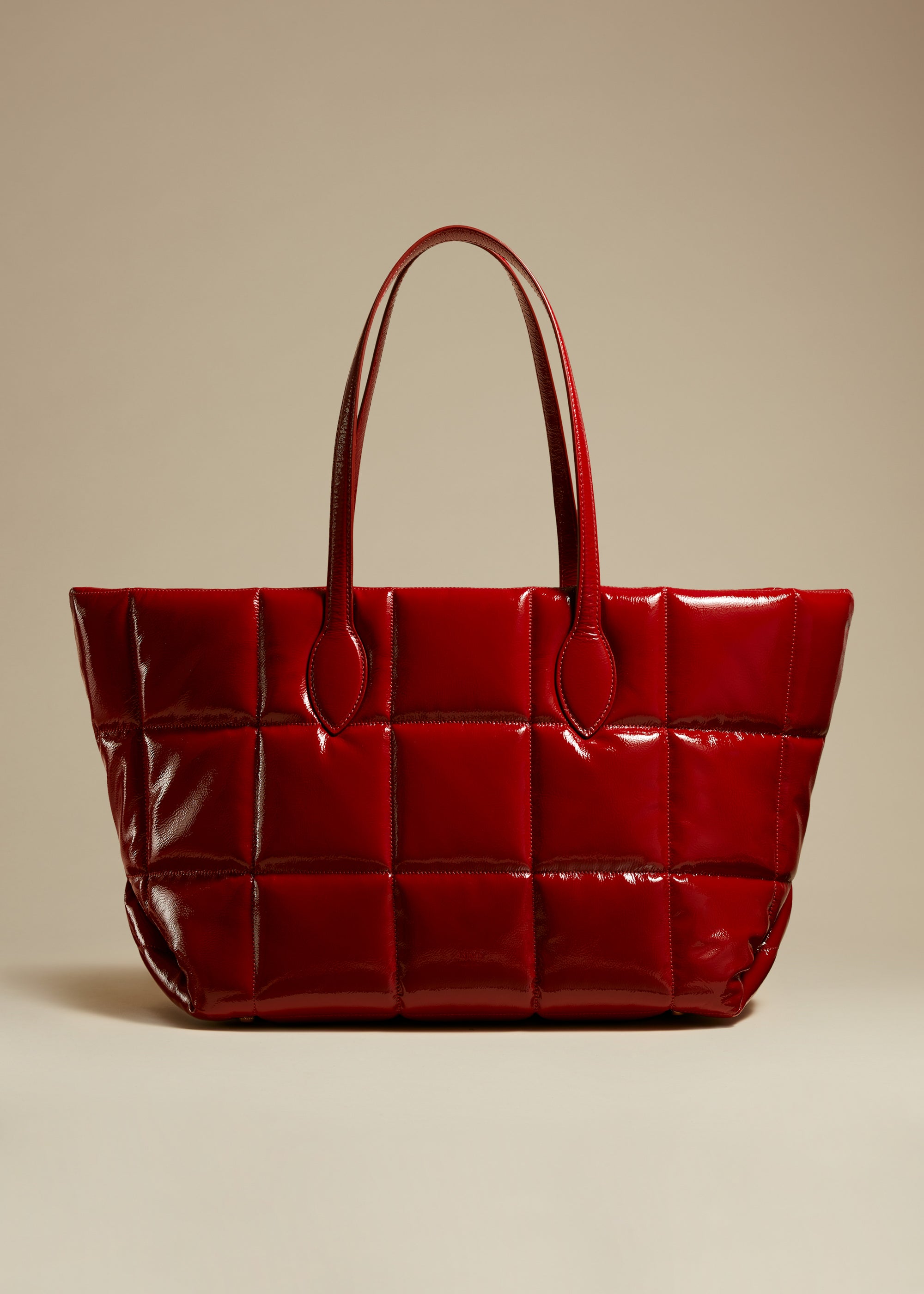 Florence quilted tote in leather - Fire Red