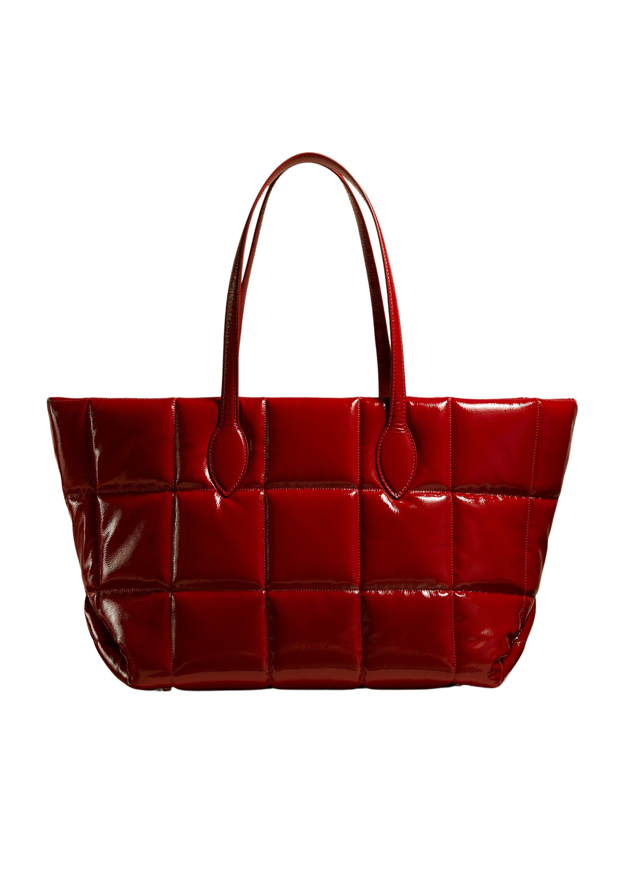 Florence quilted tote in leather - Fire Red