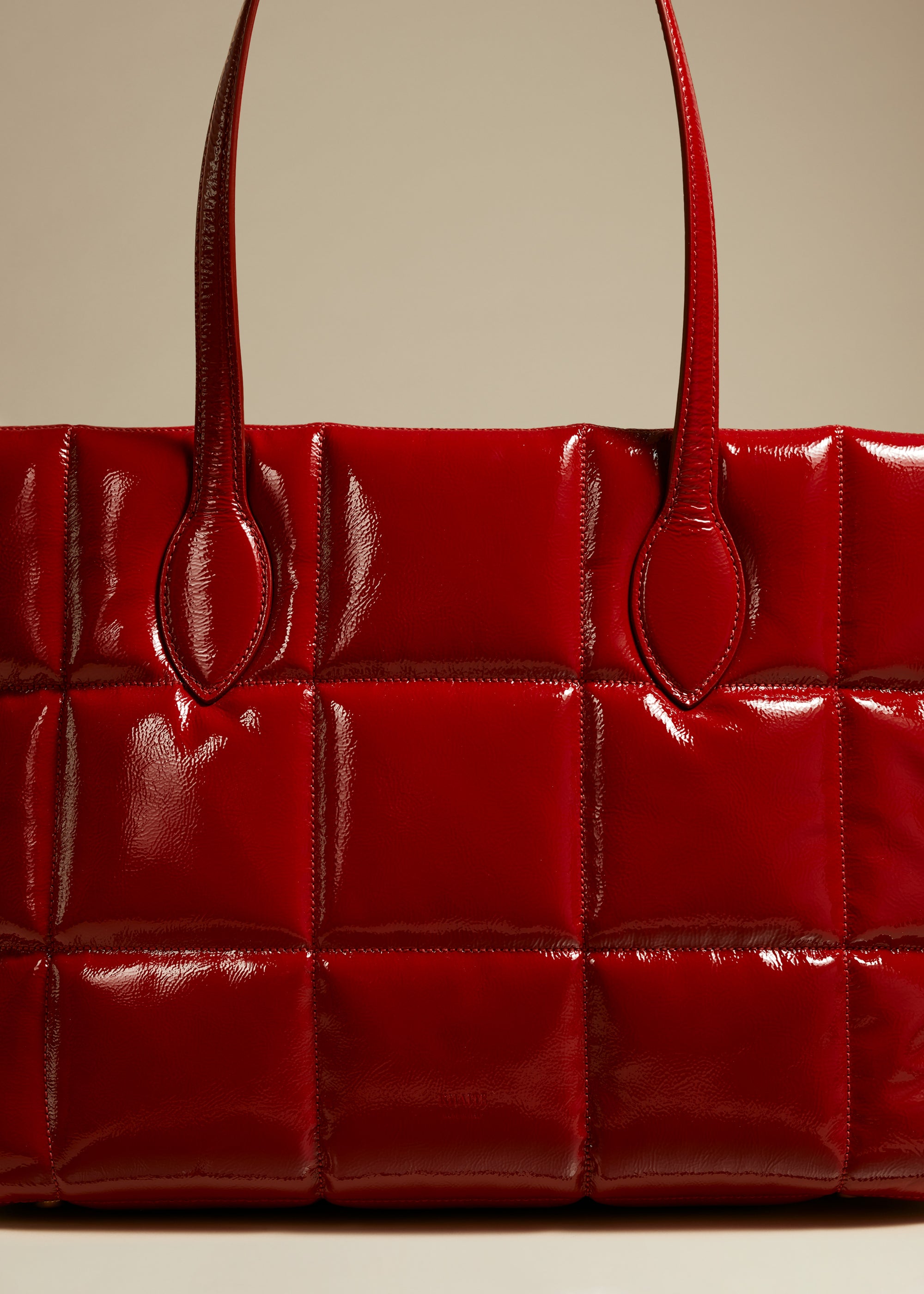 Florence quilted tote in leather - Fire Red