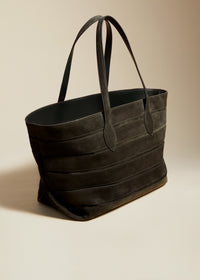 Florence banded tote in leather - Dark Olive