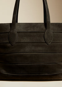 Florence banded tote in leather - Dark Olive