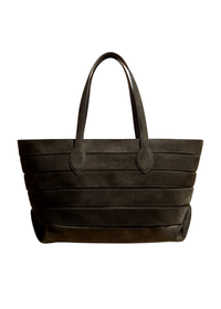 Florence banded tote in leather - Dark Olive