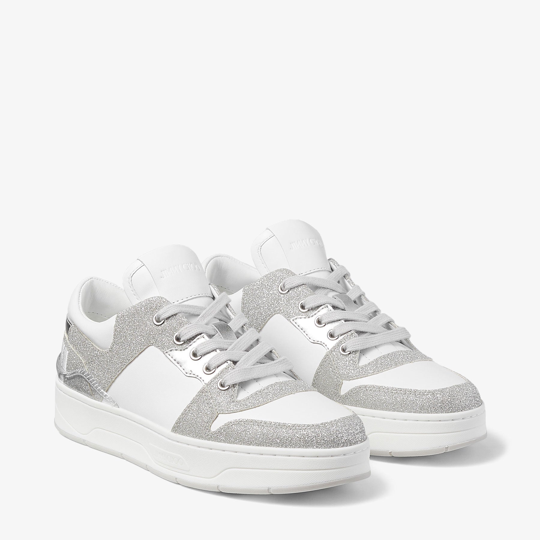 Sneakers Florent blanc à paillettes - Silver & White