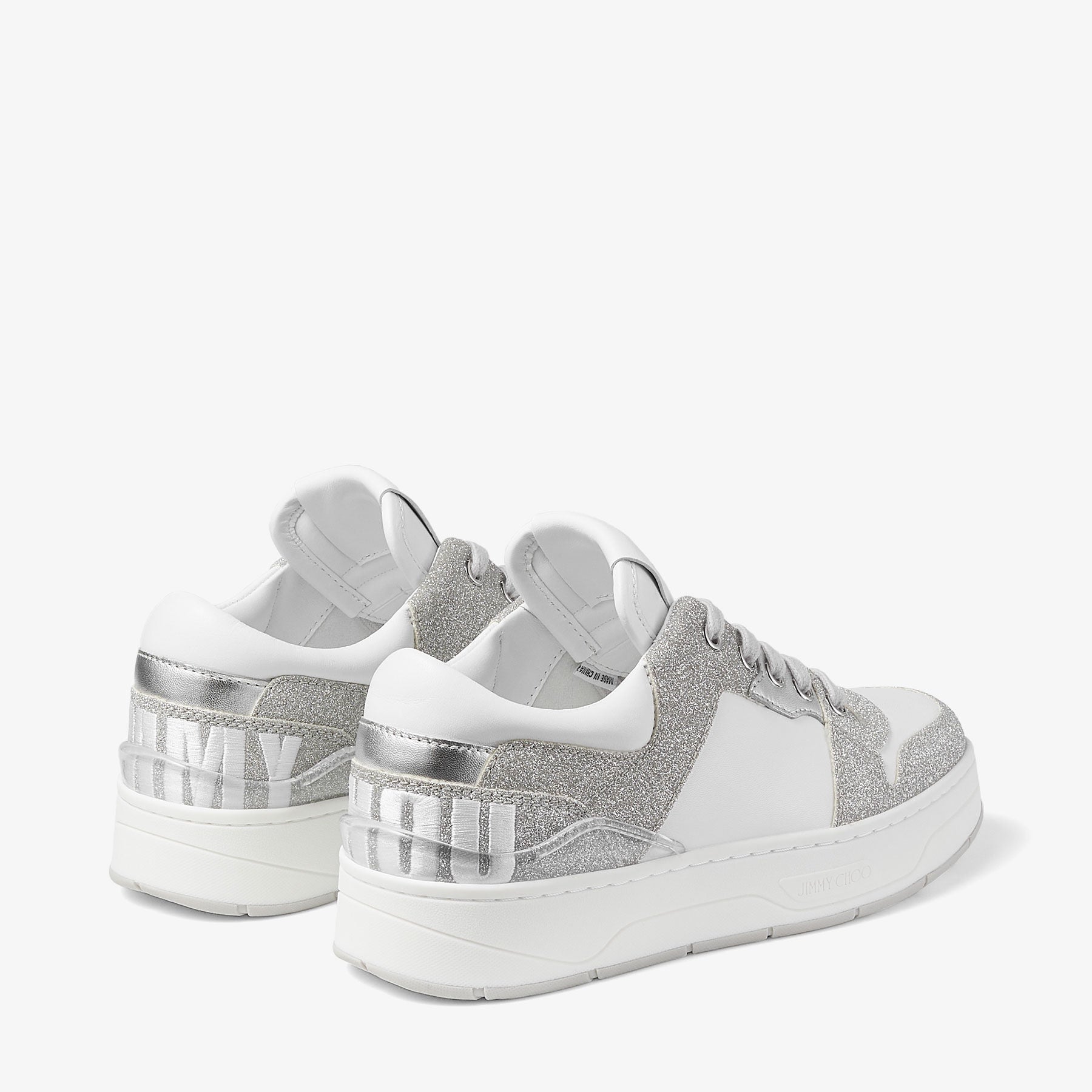 Sneakers Florent blanc à paillettes - Silver & White