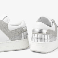 Sneakers Florent blanc à paillettes - Silver & White
