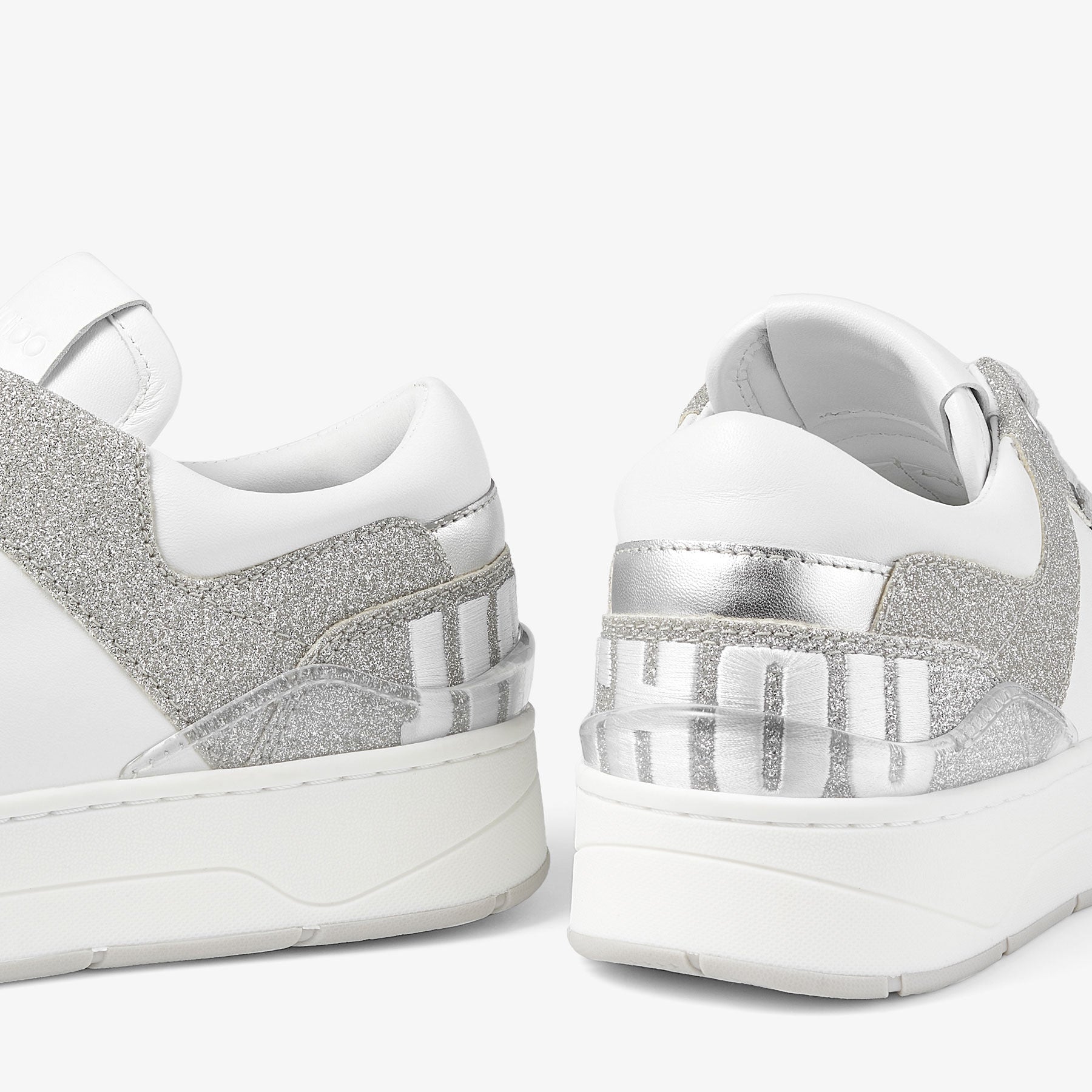 Sneakers Florent blanc à paillettes - Silver & White