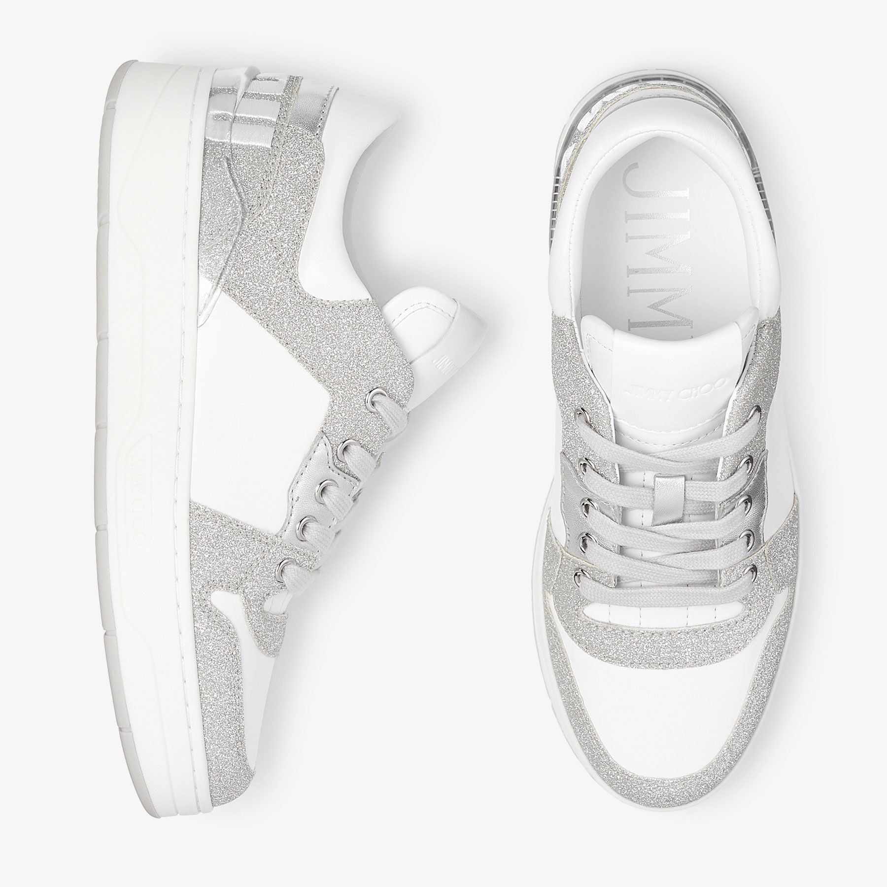 Sneakers Florent blanc à paillettes - Silver & White