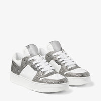 Sneakers Florent daim et cuir à cristaux - White & Silver