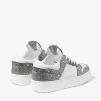 Sneakers Florent daim et cuir à cristaux - White & Silver