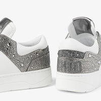 Sneakers Florent daim et cuir à cristaux - White & Silver