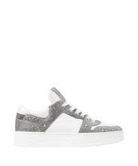 Sneakers Florent daim et cuir à cristaux - White & Silver