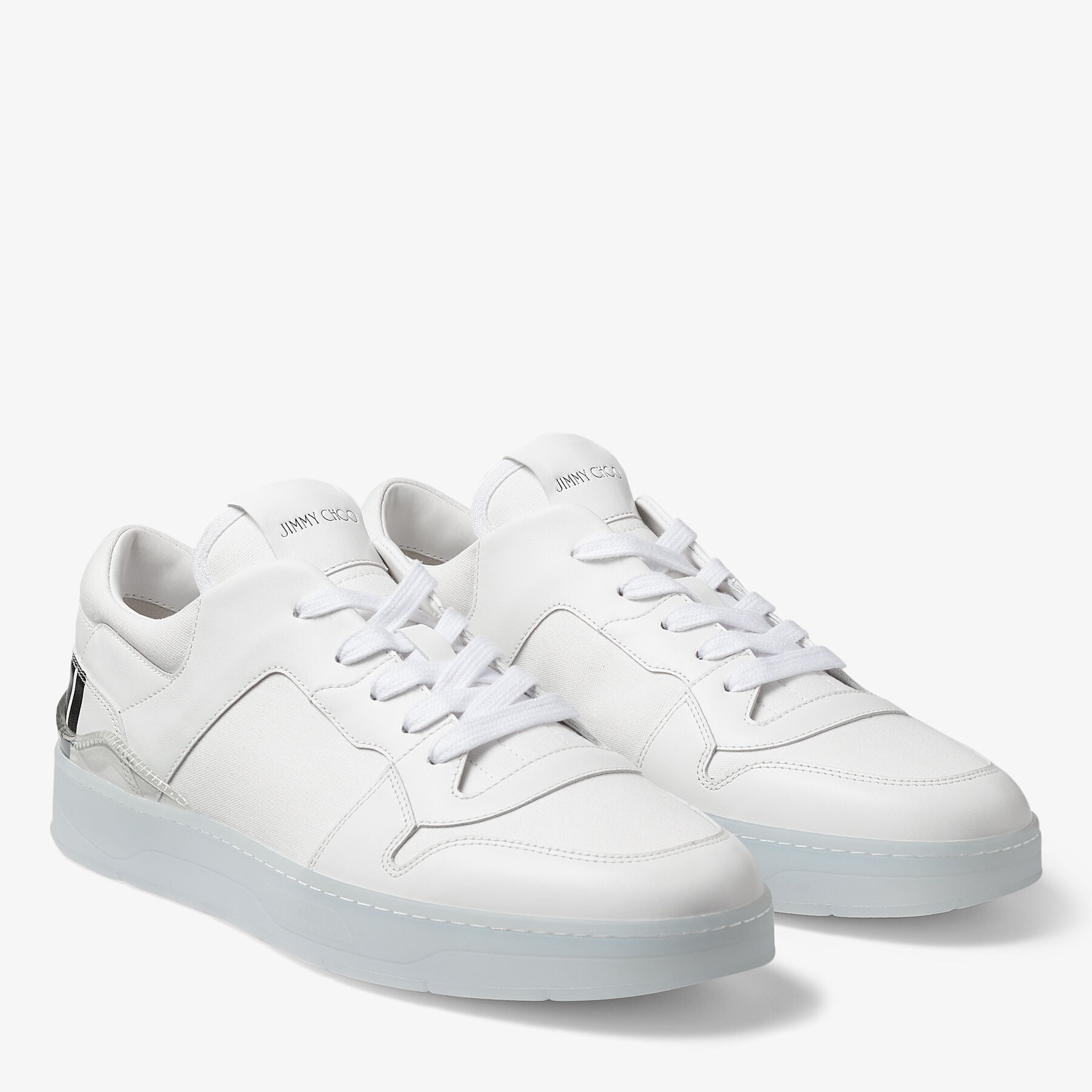 Florent leather and canvas trainers - White