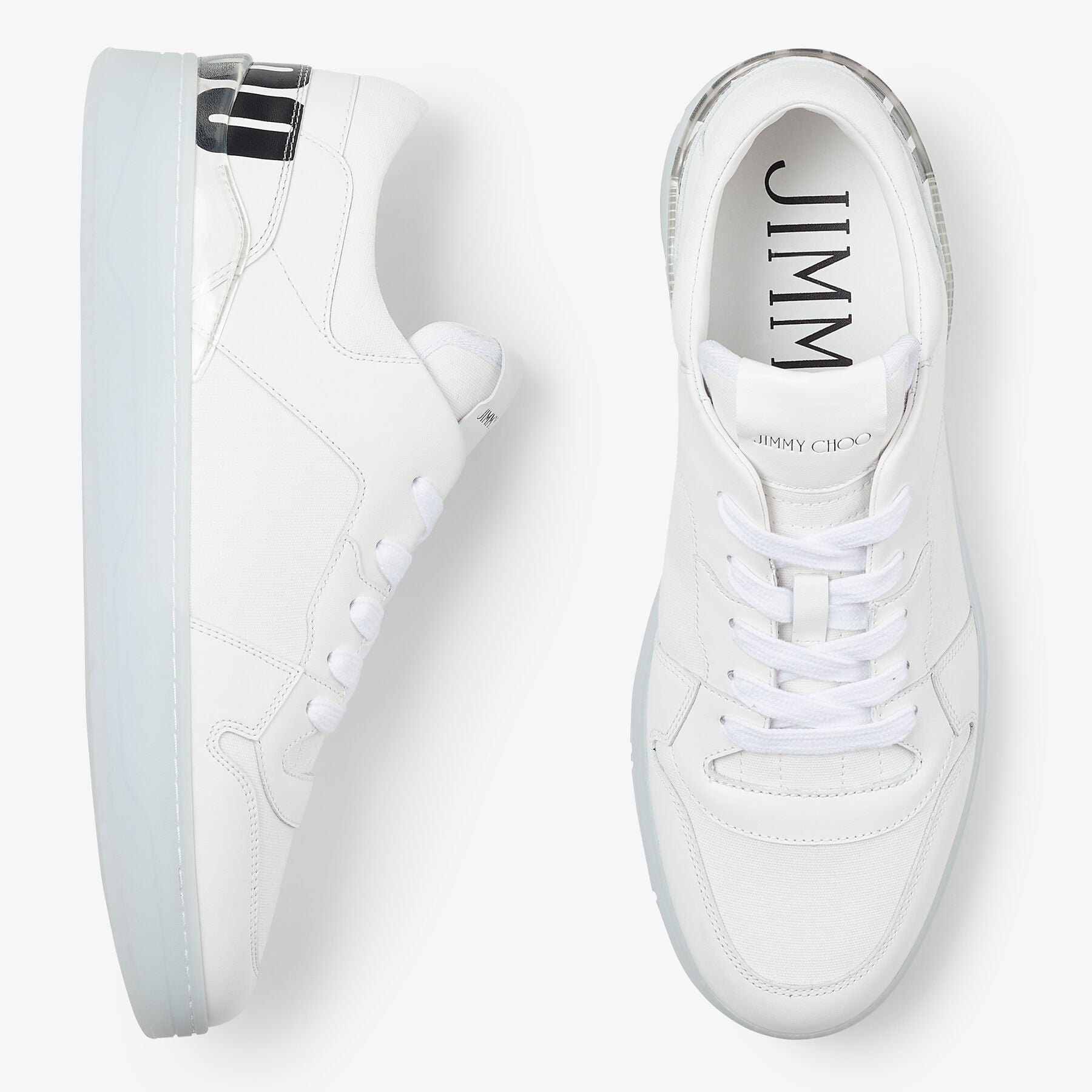Florent leather and canvas trainers - White
