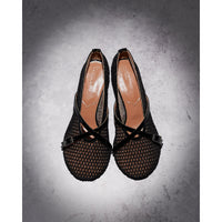 Flower 55 pumps in leather - Black mesh