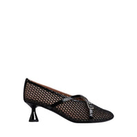 Flower 55 pumps in leather - Black mesh