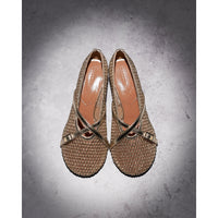Flower 55 pumps in leather - Gold mesh