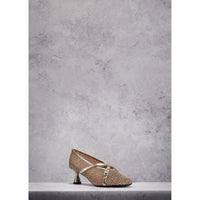 Flower 55 pumps in leather - Gold mesh