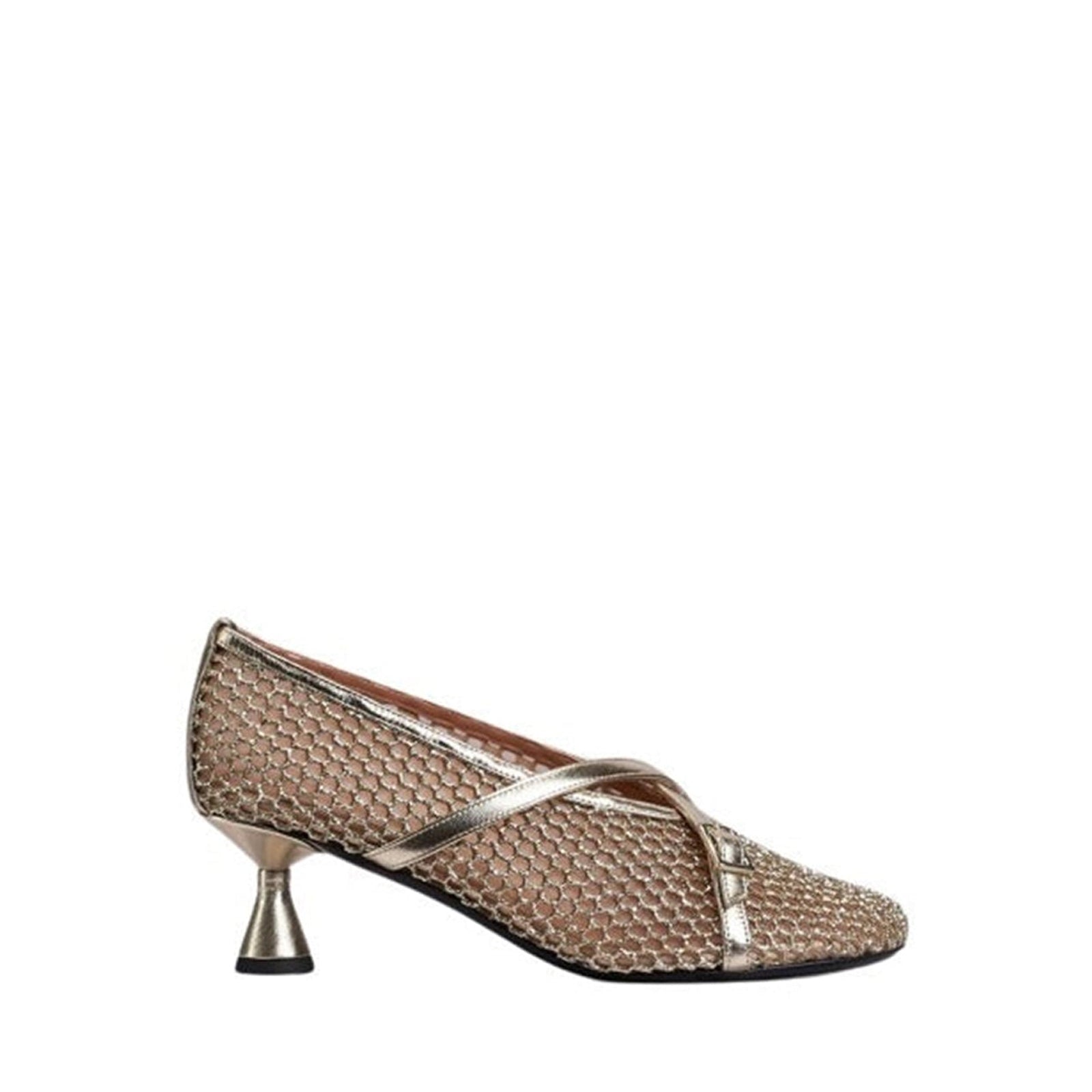Flower 55 pumps in leather - Gold mesh