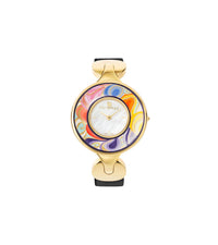 Helena watch in enamel and gold - Red & blue & orange
